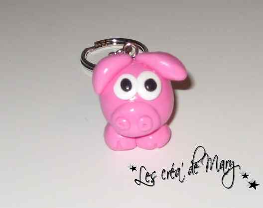 Porte clef cochon rose pâle